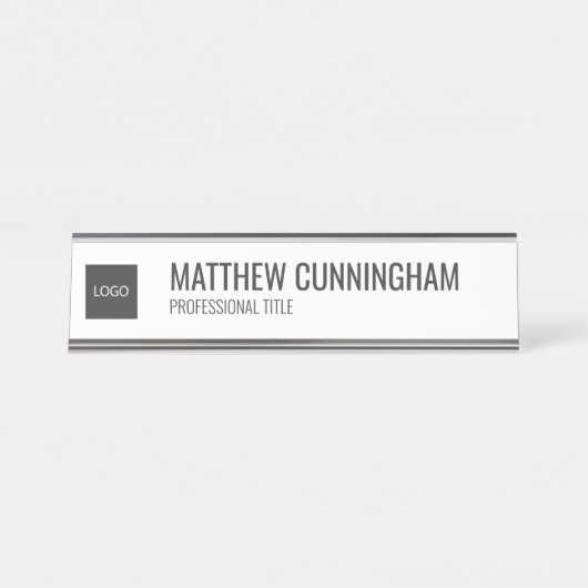 モダンシンプルロゴの社員名役職 デスクネームプレート (正面)