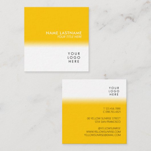 モダンシンプルロゴ（明るい黄色） スクエア名刺 (正面/裏面)