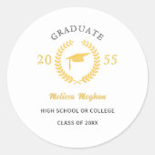 モダンシンプルローレルリース金ゴールドキャップパーティーフェイバー ラウンドシール (正面)