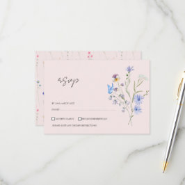 モダンシンプルワイルドフラワーフロール結婚ズ 出欠カード