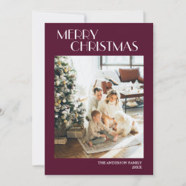 モダンシンプルワインメリークリスマスフォト シーズンカード