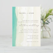 モダンシンプル先ビーチ結婚式招待状 招待状 (スタンド正面)