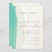 モダンシンプル先ビーチ結婚式招待状 招待状 (正面/裏面)