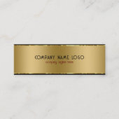 モダンシンプル光沢のある金属金ゴールドと黒 スキニー名刺 (正面)