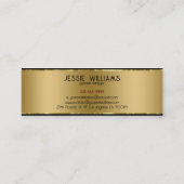 モダンシンプル光沢のある金属金ゴールドと黒 スキニー名刺 (裏面)
