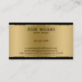 モダンシンプル光沢のある金属金ゴールドと黒 名刺 (裏面)