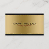 モダンシンプル光沢のある金属金ゴールドと黒 名刺 (正面)