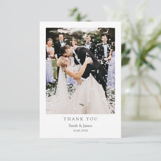 モダンシンプル写真ありがとうご結婚ざう サンキューカード (スタンド正面)