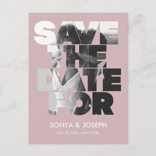 モダンシンプル写真の保存招待状 ポストカード (正面)