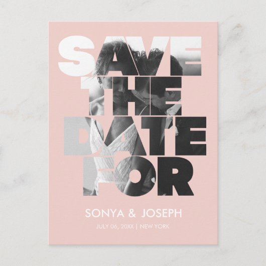 モダンシンプル写真の保存招待状 ポストカード (正面)