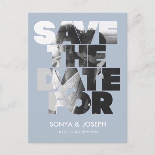 モダンシンプル写真の保存招待状 ポストカード (正面)