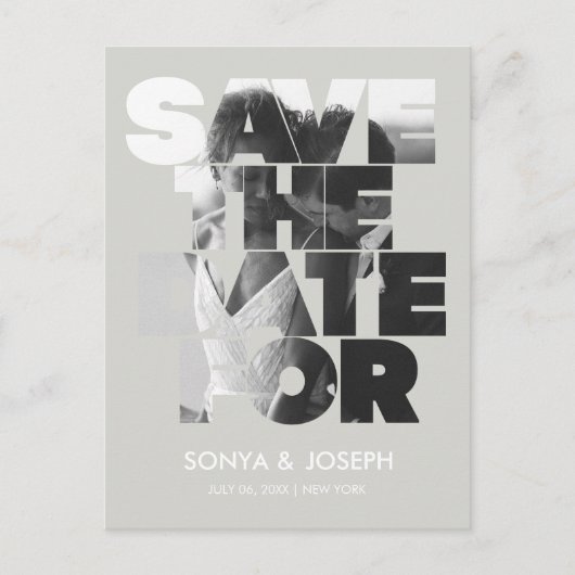 モダンシンプル写真の保存招待状 ポストカード (正面)