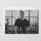 モダンシンプル写真の卒業 サンキューカード (正面)