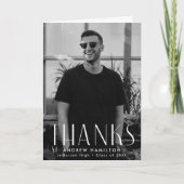 モダンシンプル写真の卒業 サンキューカード (正面)