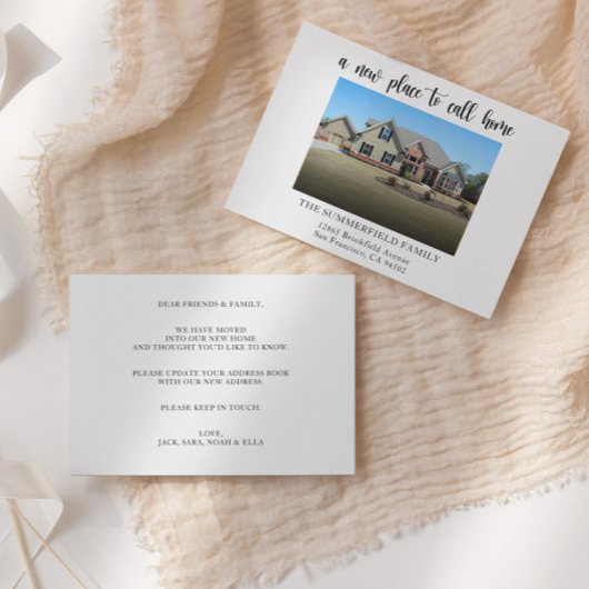 モダンシンプル写真の移動告知 サンキューカード