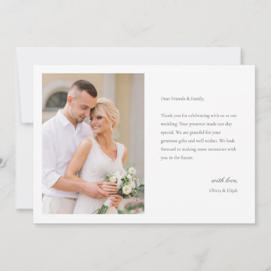 モダンシンプル写真の結婚サンキューカードWノート サンキューカード (裏面)