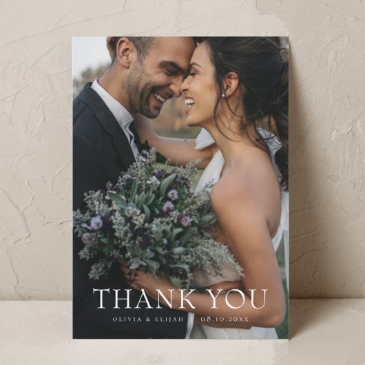 モダンシンプル写真の結婚サンキューカードWノート サンキューカード