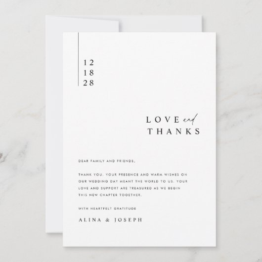 モダンシンプル写真の結婚サンキューカードWノート サンキューカード (裏面)