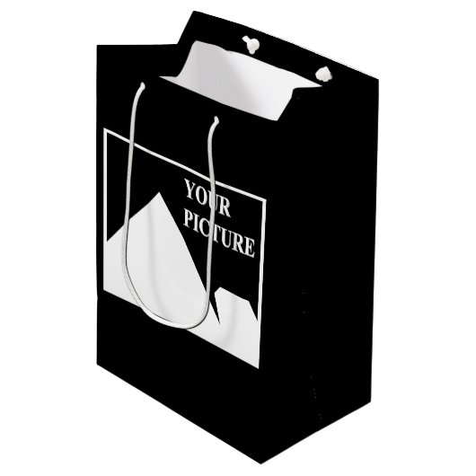 モダンシンプル写真の結婚作成 ミディアムペーパーバッグ (正面アングル)