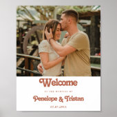 モダンシンプル写真ウェディングレセプションウェルカムサイン ポスター (正面)