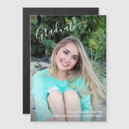 モダンシンプル写真エレガント卒業 マグネット招待状