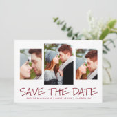 モダンシンプル写真コラージュ日付カードの保存 セーブザデート (スタンド正面)