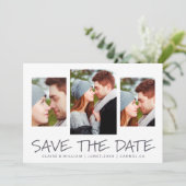 モダンシンプル写真コラージュ日付カードの保存 セーブザデート (スタンド正面)