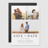 モダンシンプル写真コラージュ結婚式の日付を保存 マグネット招待状 (正面/裏面)
