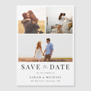 モダンシンプル写真コラージュ結婚式の日付を保存 マグネット招待状