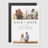モダンシンプル写真コラージュ結婚式の日付を保存 マグネット招待状 (正面/裏面)