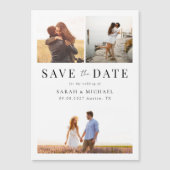 モダンシンプル写真コラージュ結婚式の日付を保存 マグネット招待状 (正面)