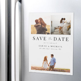 モダンシンプル写真コラージュ結婚式の日付を保存 マグネット招待状