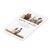 モダンシンプル写真コラージュ結婚式の日付を保存 マグネット (左側)