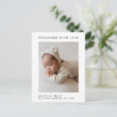 モダンシンプル写真ベビーお知らせ ポストカード (スタンド正面)