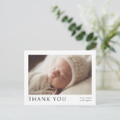 モダンシンプル写真ベビー名の誕生発表 ポストカード (スタンド正面)