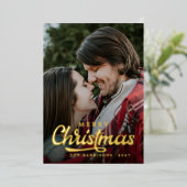 モダンシンプル写真メリークリスマスタータンチェック 箔シーズンカード (立ち正面)