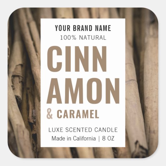 モダンシンプル写真付き大豆蝋燭スクエアラベル スクエアシール (正面)