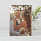モダンシンプル写真付き結婚式御礼カード+メモ 招待状 (スタンド正面)