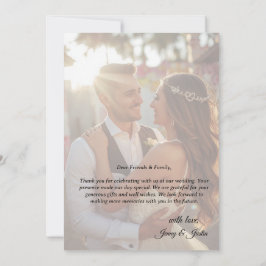 モダンシンプル写真付き結婚式御礼カード+メモ 招待状