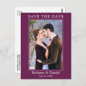 モダンシンプル写真保存日付カシス ポストカード (正面/裏面)