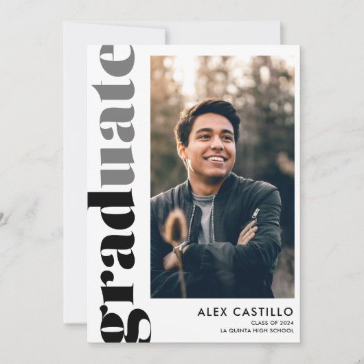 モダンシンプル写真卒業発表 招待状 (正面)