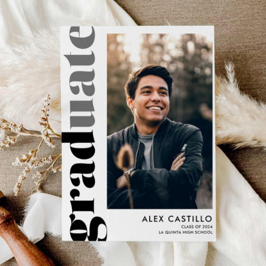 モダンシンプル写真卒業発表 招待状