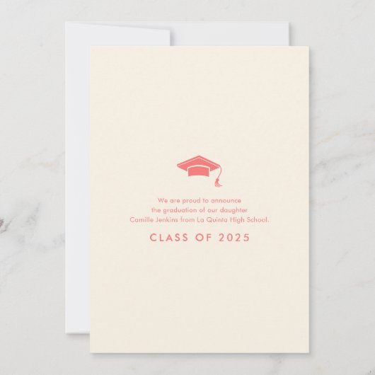 モダンシンプル写真卒業発表 招待状 (裏面)