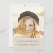 モダンシンプル写真卒業発表 案内状 (裏面)