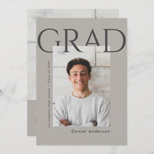 モダンシンプル写真卒業発表 案内状 (正面/裏面)