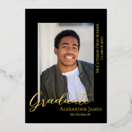 モダンシンプル写真卒業発表 箔招待状