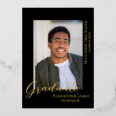 モダンシンプル写真卒業発表 箔招待状 (正面)