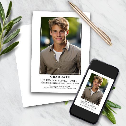 モダンシンプル写真卒業 案内状