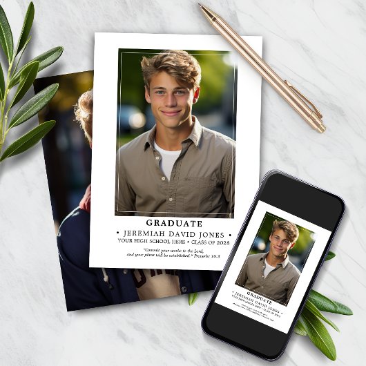 モダンシンプル写真卒業 案内状