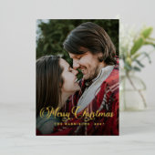 モダンシンプル写真台本メリークリスマスタータンチェック 箔シーズンカード (立ち正面)